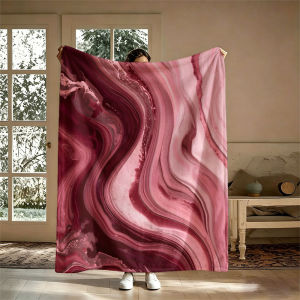 Pink Marble Fluid Flannel Blanket Perfect for Sofa Office Bed Travel Sleep Read Relax Camping Four Season Use