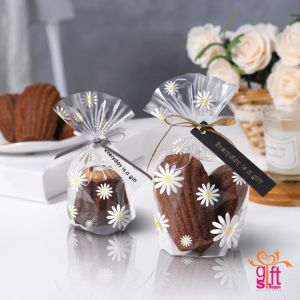 Doorgift Bag Transparent Daisy Cookies Bag with Tie - 2 sizes | Beg Biskut Coklat Daisy dgn Ikatan - 15x23cm | 10x15.5cm