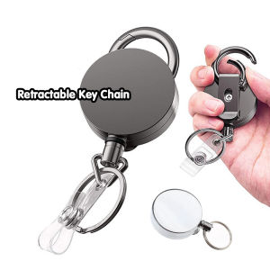 Retractable Keychain Holder Up To 60CM Stainless Steel Anti-lost Anti-Theft