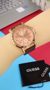 Box Exclusive Jam Tangan Guess Grigi Geer VA-729OR / Jam Tangan Fashion Wanita Tali Rubber Diameter 35 cm