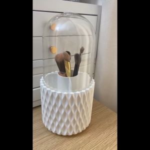 SK-K145 Rak Kosmetik Putar 360 Derajat Dengan Tutup Transparan Serbaguna / Kotak Penyimpanan Kuas Makeup Motif / Storage Makeup Brush Multifungsi Import