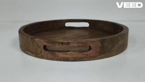 Round Mango Wood Serving Tray with Cutout Handles | Tea & Coffee Serving Dining & Multipurpose Storage Tray (Size - 11.5 Inch | Pack of 1 Pc)