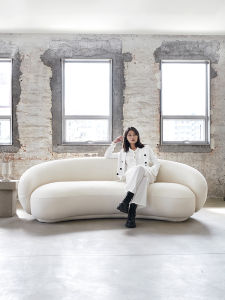 Julep Sofa Curved Three-Seater Abstract Shape Nordic Wabi-Sabi Style Fabric Artistic Design Wooden Structure Sofa