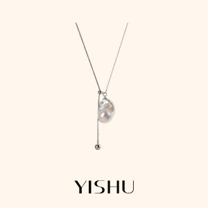 YISHU | Irregular Baroque Pearl S925 Sterling Silver Long Necklace For Women