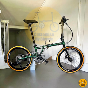 🌳 Fnhon Gust 22” 𝗠𝗥𝗧/𝗕𝘂𝘀-𝗙𝗿𝗶𝗲𝗻𝗱𝗹𝘆 Shimano 9s 𝟭𝟰 𝗙𝗿𝗲𝗲𝗯𝗶𝗲𝘀 Folding Fold Bike Bicycle • 451 22” Inches • Emerald Green • Life Nature Natural Round Bar Slick Jannah Paradise Fast Thin Tyres Gineyea • Customise My Bicycle •