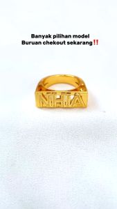 Cincin Ukir Nama Model Eropa Bahan Titanium & Stainless Steel Anti Karat Aksesoris Wanita Premium Terbaru Varian Lite