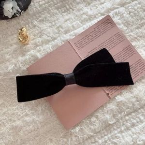 Elegant Black Suede Bow Hair Clip - A Classic And Versatile Hair Accessory For Women And Girls