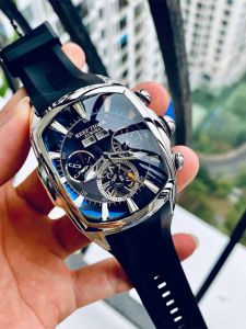 Reef Tiger Men Personality Large Dial Automatic Barrel-Shaped Mechanical Watch Mens Rubber Band Rga3069