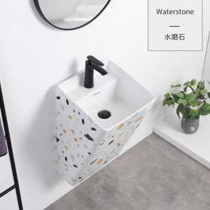 Wall-Mounted Ceramic Wash Basin Small Household Model Integrated Waterstone Material Hotel Mini Hanging Wall Washing Bowl