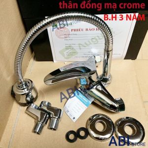 Vòi Rửa Bát Rửa Chén Nóng Lạnh Cắm Tường Cao Cấp VRB09 kèm đôi chân đồng chữ Z