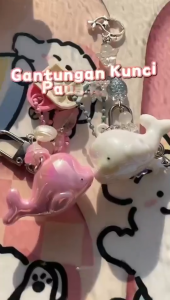 【Christmas Gift】2 Pcs Keychain Couple Whale/Gantungan Kunci Whale Beads/Gantungan Tas Aesthetic Lucu Kucing/Keychain Love Stitching