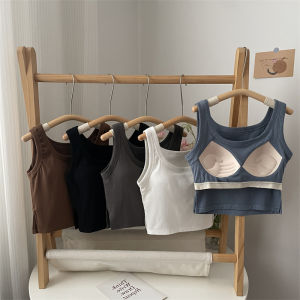 Yoga Sports One-Piece Vest Womens Inner Wear with Chest Pad Backless Summer Outdoor Wear Short Style Commute Style