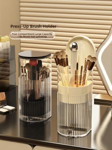 QIOEROUL | Dustproof Automatic Rising Makeup Brush Organizer