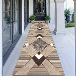 VIKAMA Modern Geometric Runner Rug Non Slip Washable Durable Long Floor Mat Hallway Corridor Entryway Runner Rug Home Decor