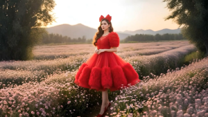 Váy Công Chúa Bé Gái Chân Bèo TN3424001 Màu Đỏ Cao Cấp Lót Lụa Thấm Mồ Size Đa Dạng Cho Bé Từ 5-50kg Thanh Nhi Fashion