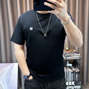 Summer New Style Mens round Neck Short Sleeve T-Shirt Casual Breathable Half Sleeve Top Pure Color Trendy Cotton Sweatshirt