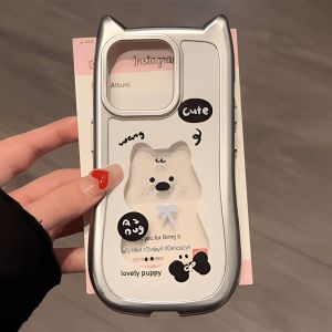 Couples Butterfly Knot Cat Dog Acrylic Phone Case for Huawei Mate60 pro Apple 15 pro Max Pura70 Ultra Cartoon Nova12 Anti-Fall Cover