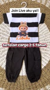 SETELAN BAJU LABUBU KIDS / SETELAN CARGO LAKI-LAKI DAN PEREMPUAN USIA 2-5 TAHUN