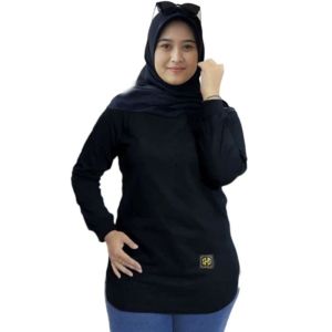 Kaos Wanita Lengan Panjang Motif Oval Kombinasi Warna Bahan Katun Kombad 20s Adem