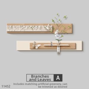 RUIBAHAO | Sophisticated Cream Wood Texture 3D Plant Floating Relief Wall Art