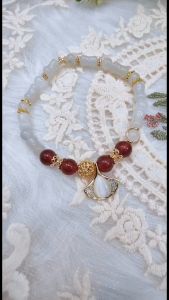 Ready Stock SG - Tianshan Mountain Jade Red Agate Cateye Crystal Bracelet Handmade Natural Healing Crystal Bracelets