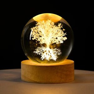 1pc3D laser engraving tree of life night light with colored light wood lamp holder home decoration decoration suitable for h