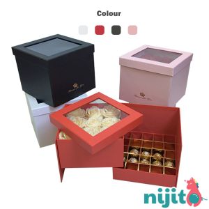 Nijito - Valentine Chocolate Present Box Storage Box Birthday Gift Box Surprise Kraft Paper Box Kotak Hadiah Flower Box