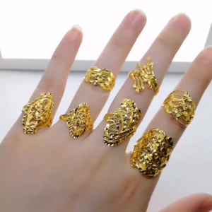 Cincin Design Besar Pelbagai Emas 916 Yon Hing