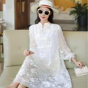 ชุดเดรสไหมคุณภาพสูงหรูหรา ทรงเอ แขนยาว ปกตั้ง ปักลาย สไตล์วินเทจ สำหรับงานเลี้ยงและงานปาร์ตี้ เดรสยาวปานกลาง