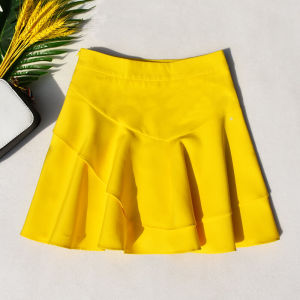 Yellow Short Skirt Womens Red Mini Skirt High Waist A-Line Midi Skirt Korean Style Commute Pure Color Spring Summer Fashion