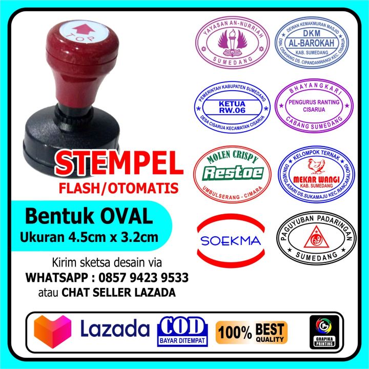 Stempel Otomatis Bentuk Oval Lonjong Ukuran 4.5 X 3.2 