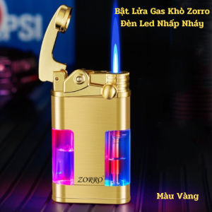 Hộp Quẹt Gas Độc Lạ Bật Lửa Gas Khò 1 Tia Lộ Thiên Zorro Z1103 Nhiều Màu Có Đèn Led Nhấp Nháy Chuyển Màu ( Có Hộp )