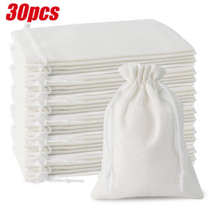 30 Chiếc Trắng Đay Túi Dây Rút Cho Đám Cưới Ủng Hộ DIY Tặng Bao Bì Kẹo Sô Cô La Trang Sức Hộp Quà Nhỏ Thân Thiện Với Môi Trường