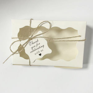 Giấy Kraft Hình Chữ Nhật Bánh Kẹo Hộp 10/30/50 Chiếc Cửa Sổ Mở Cưới Chocolate Tặng Bao Bì Làm Bánh Dự Tiệc Cung Cấp