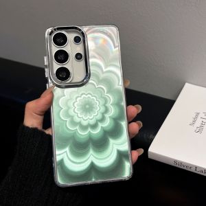 Shiny Holographic Flower Gradient Color Pattern Case For Samsung S26 Ultra S26 + Galaxy S25 Edge S24 FE S23 S22 Protective Cover