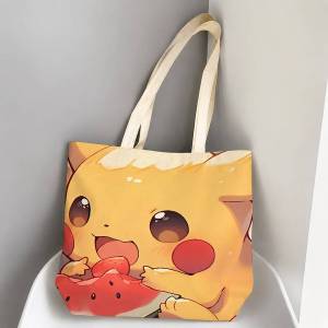 Bandai | Pokemon Starter Collection Storage Bags Tote Bag Travel Summer Beach Shoulder Bag Reusable Grocery Shopping Bag Anime Artwork