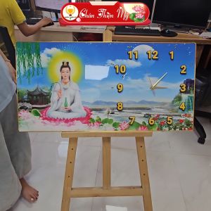 Đồng Hồ Tráng Gương Phật Quan Âm CHÂN THIỆN MỸ Làm Quà Tặng Đồng Đạo Decor Treo Tường Trang Trí Nhà Cửa CĐHNPG-03