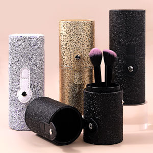 Hộp Đựng Cọ Trang Điểm Di Động Bằng PU Năm 2025 Chống Sốc Có Nắp Đựng Được 10-15 Cọ Hình Trụ PVC Dành Cho Dụng Cụ Làm Đẹp