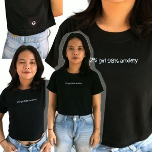 Anxiety Girl Crop Tee | Main Oods | Crop Top YK2 | Kaos Skena Kaos Hitam