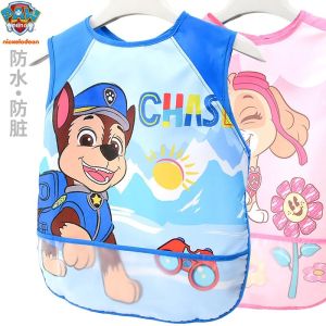 ของแท้ Paw Patrol ผ้ากันเปื้อนเด็กการ์ตูนที่มีสีสันผ้ากันเปื้อนกันน้ําทารกกินเด็กวาดแขนกุดผ้ากันเปื้อน Self Feeding