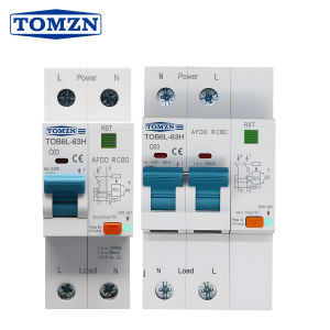 TOMZN AFDD RCBO 2P AC230V 63A C Curve AC Type 35MM DIN Rail Short-circuit Overload Fault Arc Protection 6kA Circuit Breaker MCB