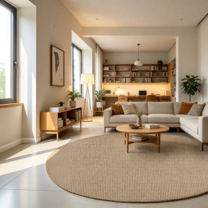Honghe | Antique Style Imitation Sisal Circular Carpet