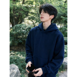 LIUBU | Heavyweight Navy Blue Hooded Sweatshirt 500g