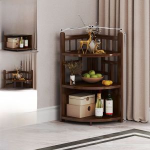 New Chinese Style Corner Multi-layer Tea Set Display Rack Bookshelf Bamboo Fiber Board Material De-assembly Required Furniture