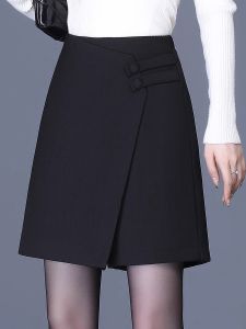 Spring Autumn A-Line Skirt Pantsuit Womens Outerwear Popular High Waist Short Skirt Wide Leg Pants Commute Style Pure Color