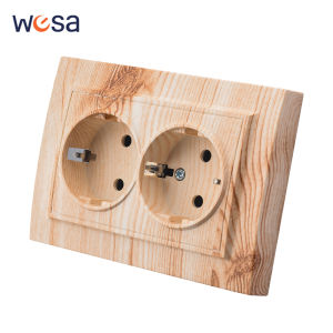 Wood Plugs Socket EU Standard With Ground Paint Plastic Wall Embedded Flame Retardant Electrical Outlets Power Sockets Classic
