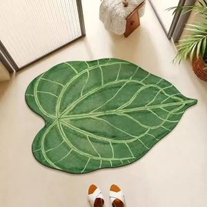 VIKAMA Tropical Giant Leaf Shaped Doormat 2D Flat Printing Non‑Slip Floor Mat for Entryway Indoor Home Decor