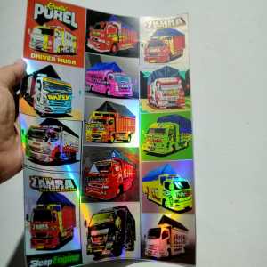 STIKER TRUK OLENG ISI 14 PCS BAHAN HOLOGRAM(PELANGI) 1 lembar ukuran 21cm x 30cm