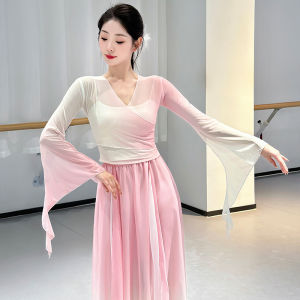 Classical Dance Costume Gradient Ethereal Fairy Mesh Practice Suit Petal Skirt Pants Ethnic Dance Performance Ensemble