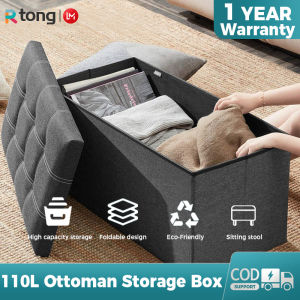 Rtong Ottoman Storage Stool Waterproof Leather Cotton Hemp Sofa Storage Box Large Sofa Chair Bench Seat Foot Stool